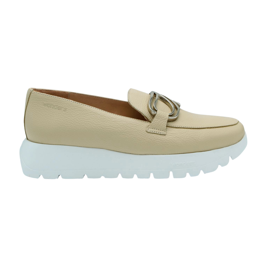 WONDERS--A-2462---Cream---Leather--Chunky--Loafer