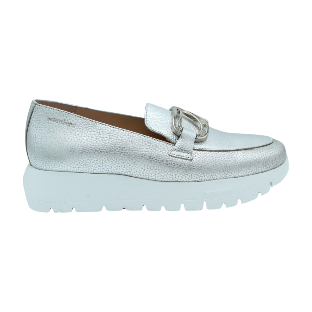 WONDERS--A-2462---Silver--Leather--Chunky--Loafer