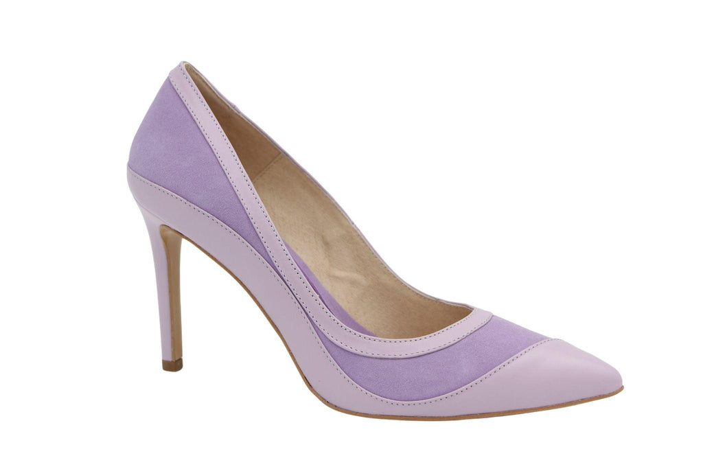 EMIS Lilac Two Tone Leather and Suede Pointed Toe Shoe
