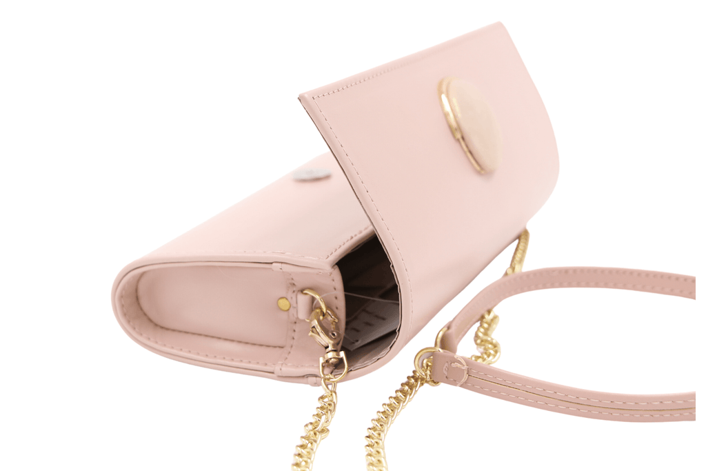 EMIS Pink Envelope clutch bag with brooch