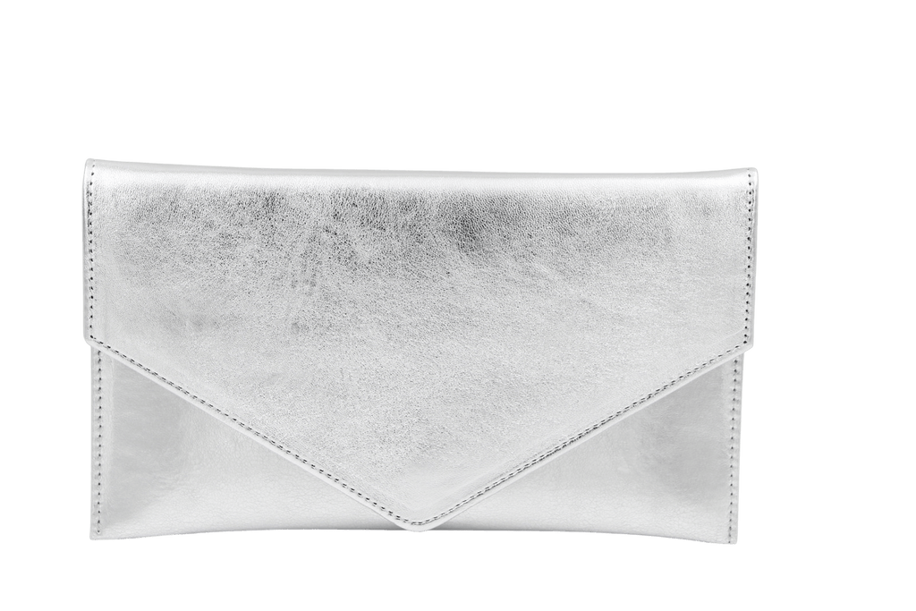 EMIS Silver Envelope Clutch Bag