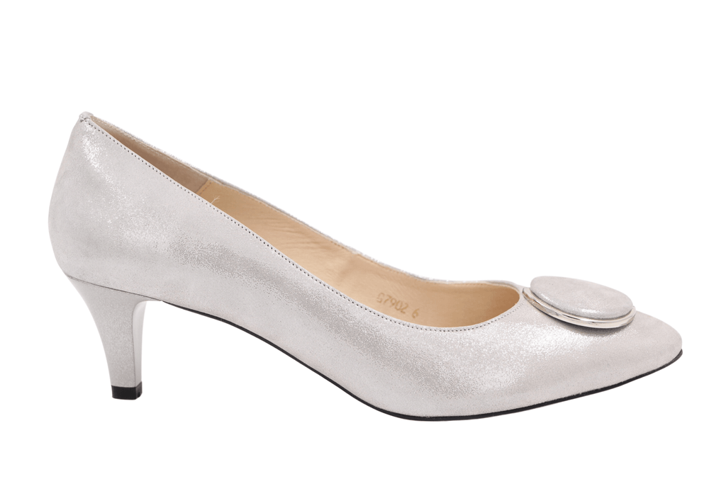 EMIS Silver Shimmer mid heel shoe
