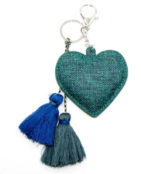 Fabucci Blue Heart With Tassels Bag Charm/Key Ring