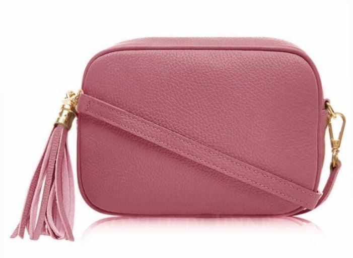 Fabucci Dusty Pink leather Crossbody bag with Tassel