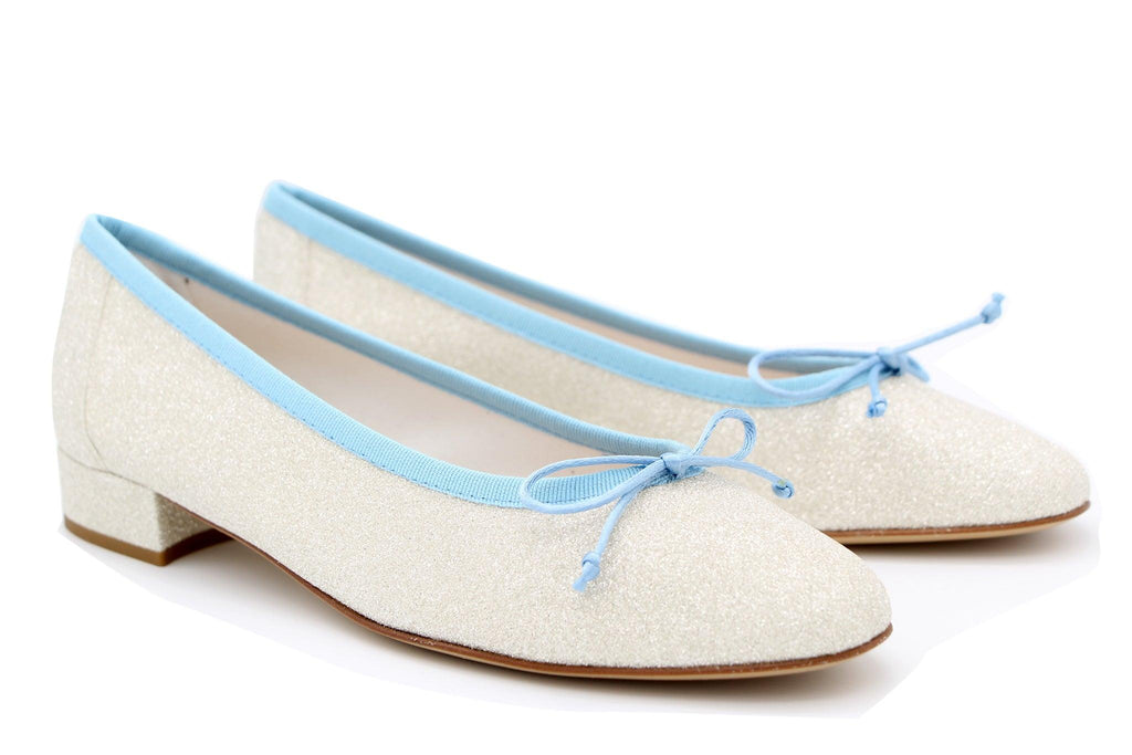 Fabucci-pale-gold-shimmer-ladies-ballerina-blue-bow