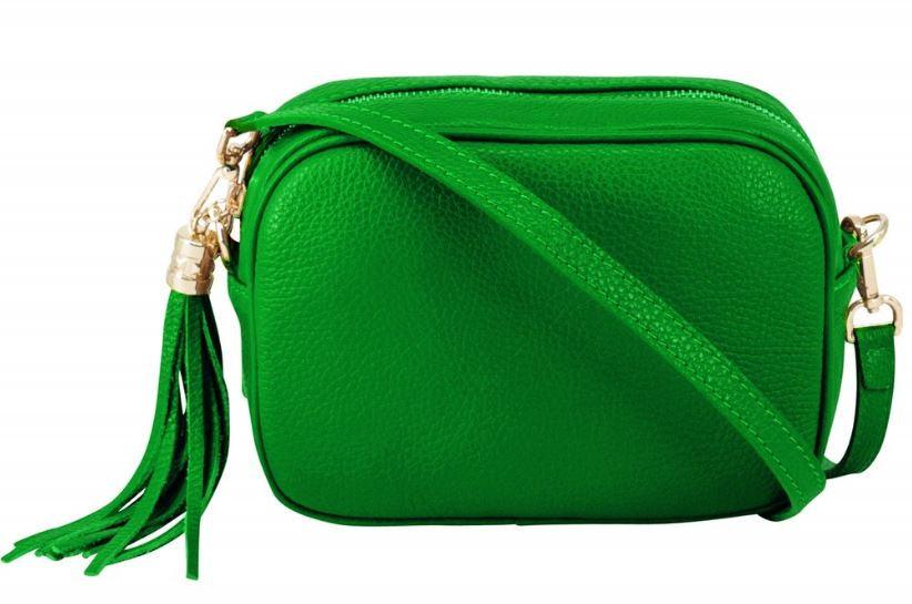 Fabucci Kelly Green leather crossbody Handbag