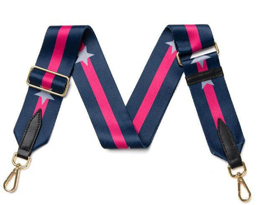 Fabucci Navy and Pink Star Print Crossbody/Shoulder Strap - Fabucci Shoes