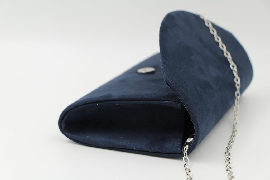 Fabucci Navy Suede Fold Over Clutch