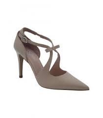 FABUCCI Nude Leather Strappy Bow Detail Court Shoe