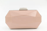FABUCCI nude-pink patent octagonal clutch