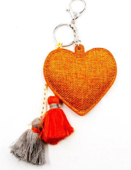 Fabucci Orange Heart With Tassels Bag Charm/Key Ring