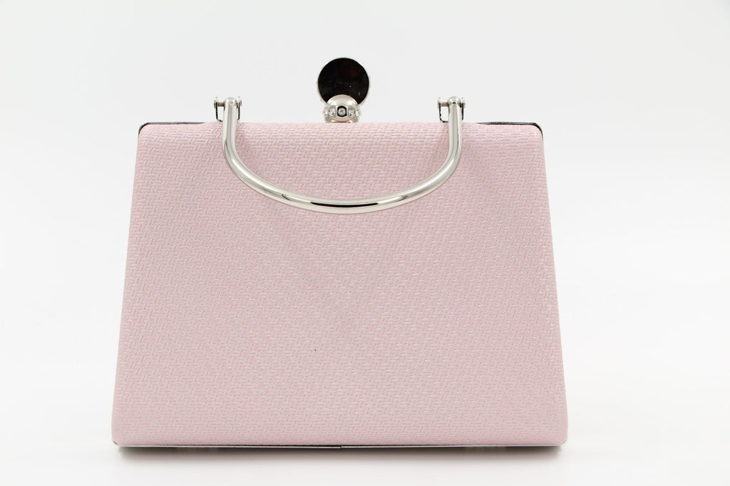 FABUCCI pale pink box clutch with silver handle