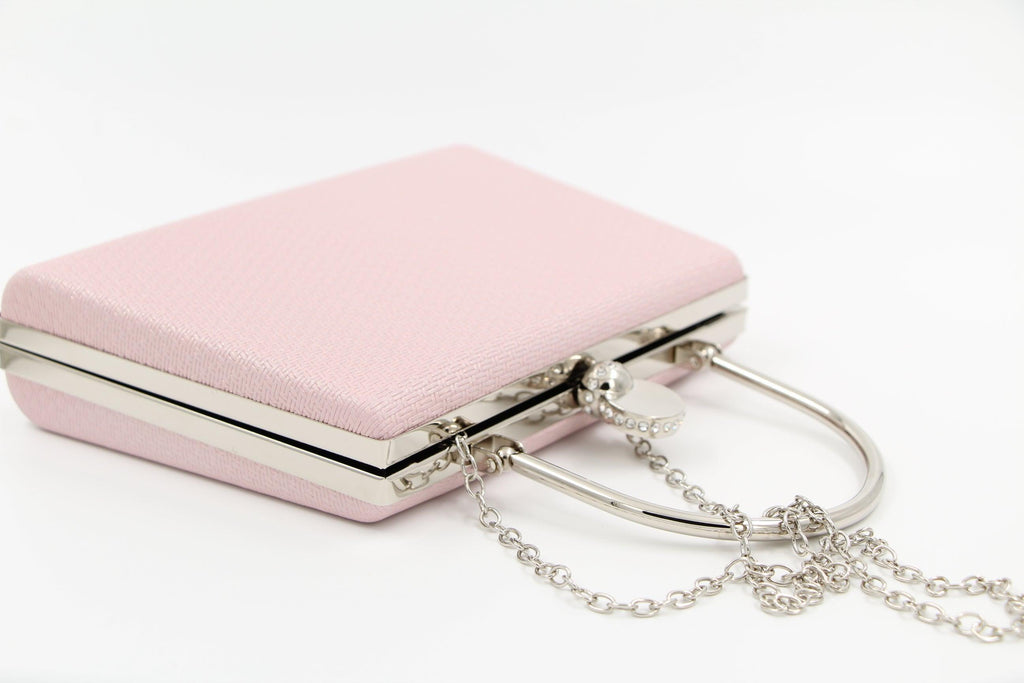 FABUCCI pale pink box clutch with silver handle
