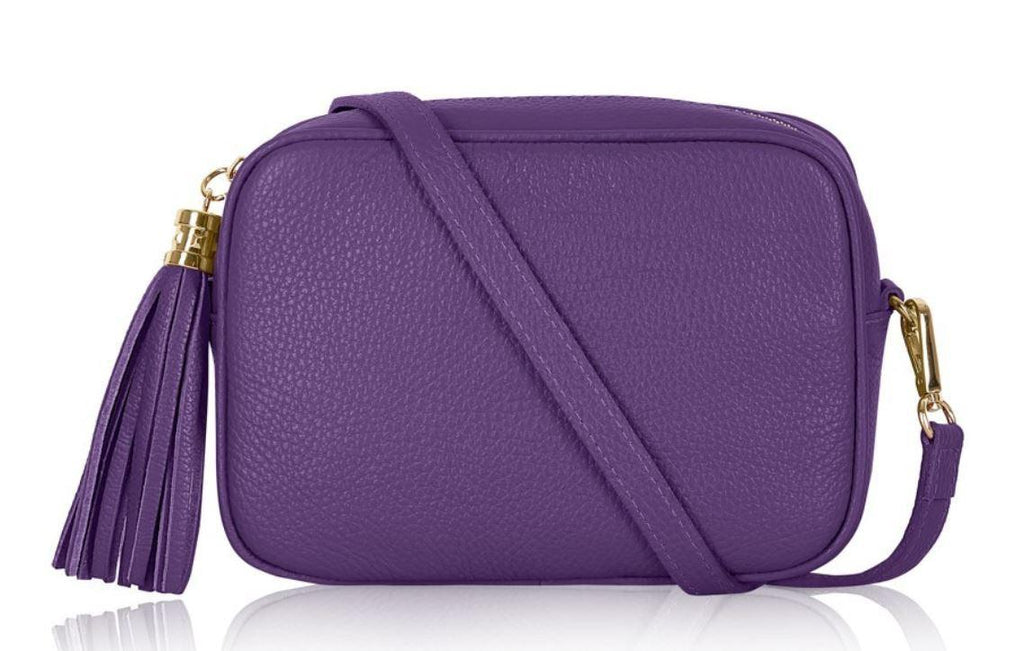 Fabucci Purple leather crossbody bag with tassel