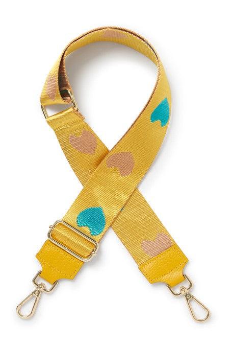 Fabucci Yellow and Blue Heart Print Crossbody/Shoulder Strap - Fabucci Shoes