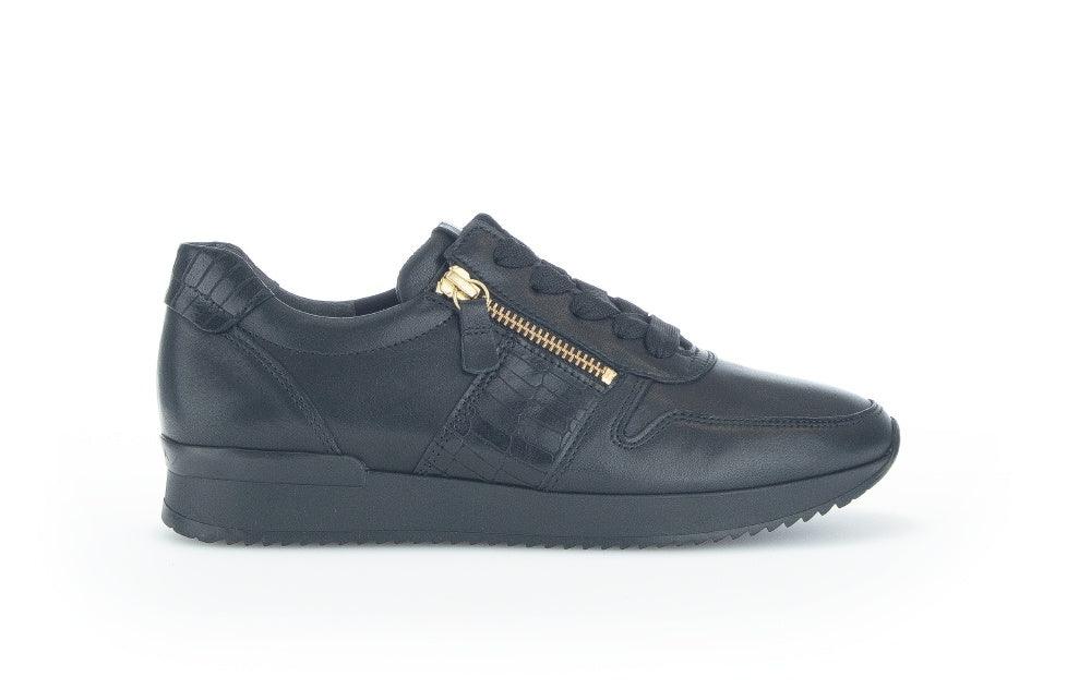 Gabor Black leather trainer 42090 - Fabucci Shoes