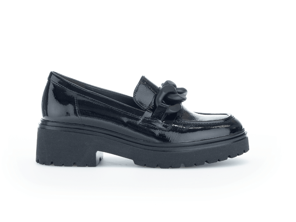     GABOR-Black-Patent-Leather-Chunky-Loafer-with-Chain-23097-1