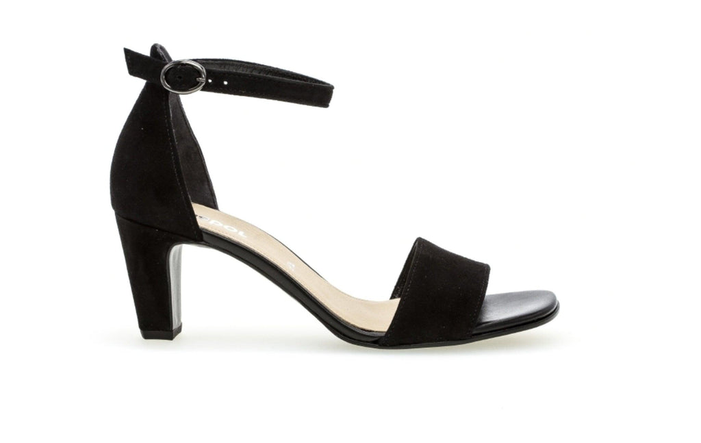 Gabor Black Suede Barely There Sandal - Fabucci Shoes