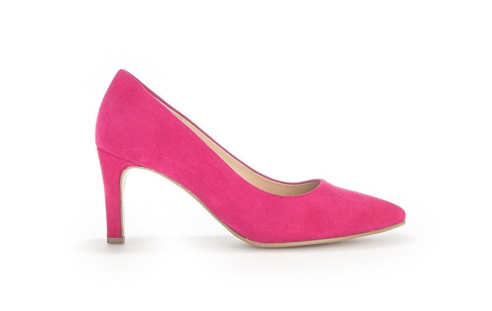 Gabor Cerise Pink Suede Pointed Toe Court Shoe Dane