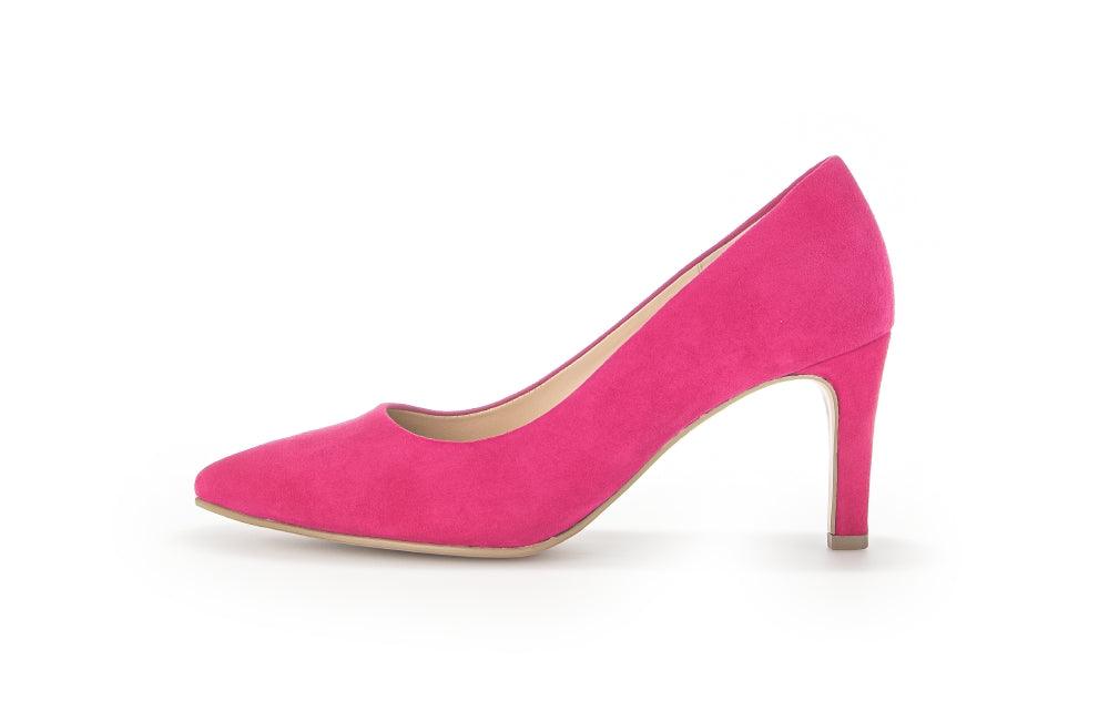Gabor Cerise Pink Suede Pointed Toe Court Shoe Dane