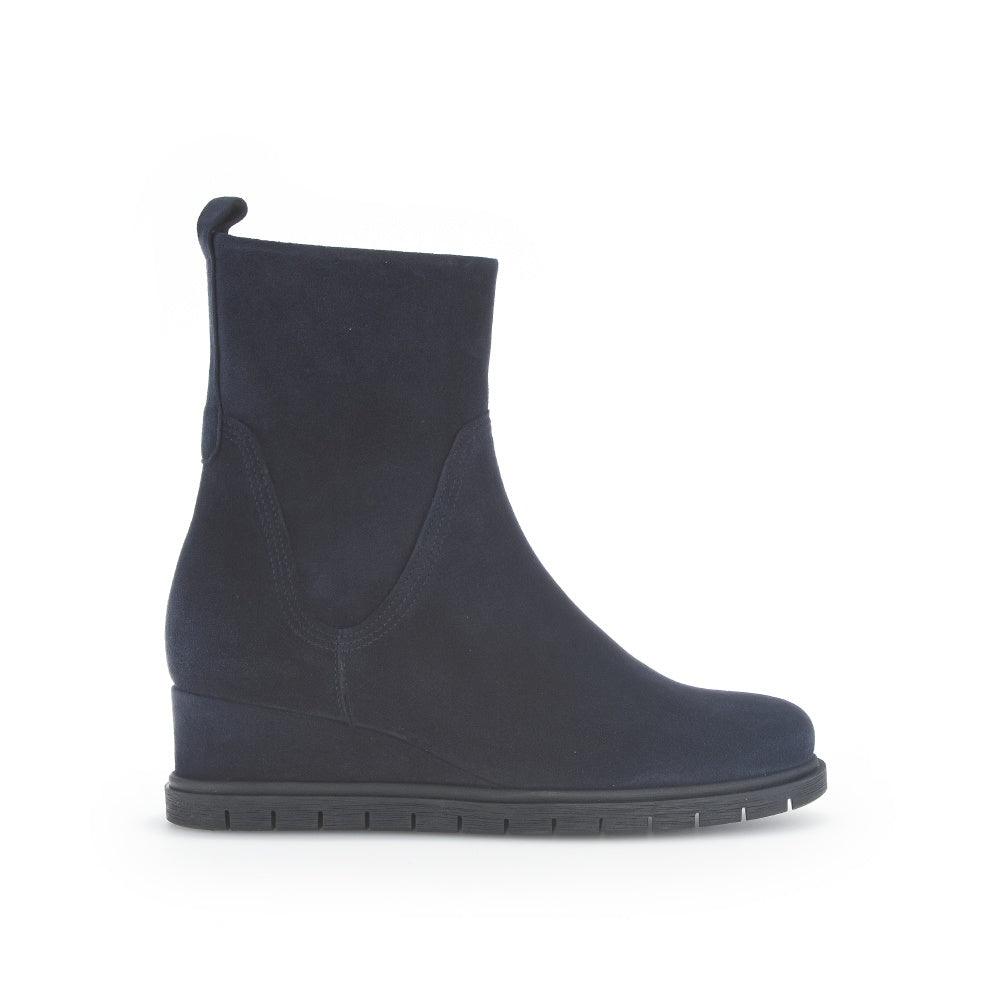 GABOR Navy Suede Low Wedge Ankle Boot ELIZE