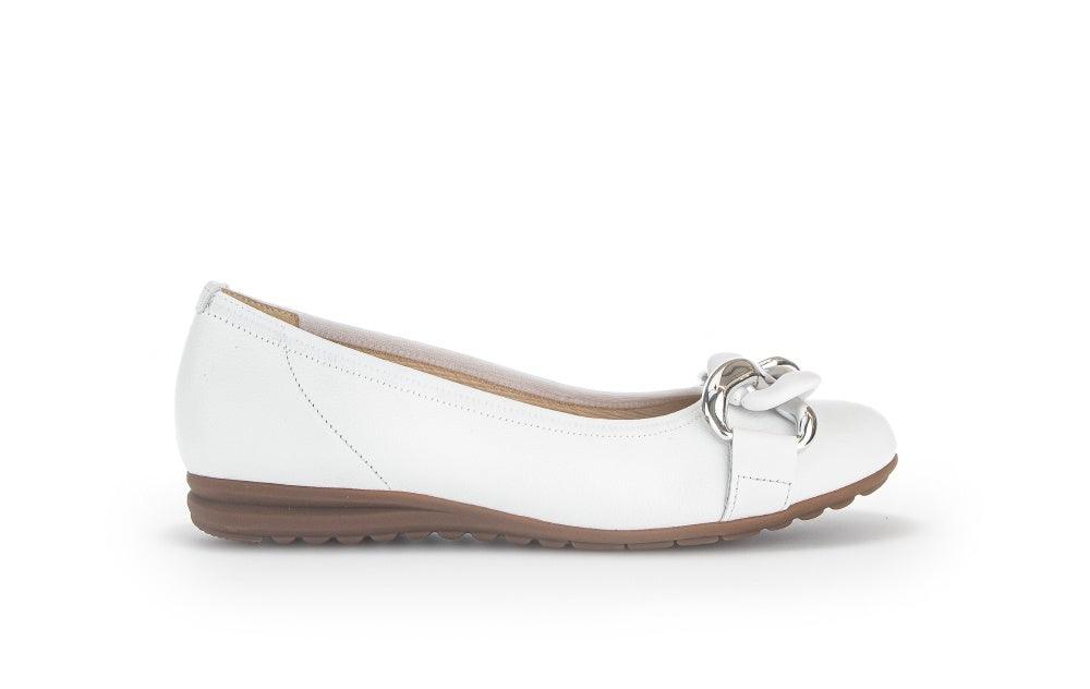 GABOR White Leather Ballerina 62550 - Fabucci Shoes