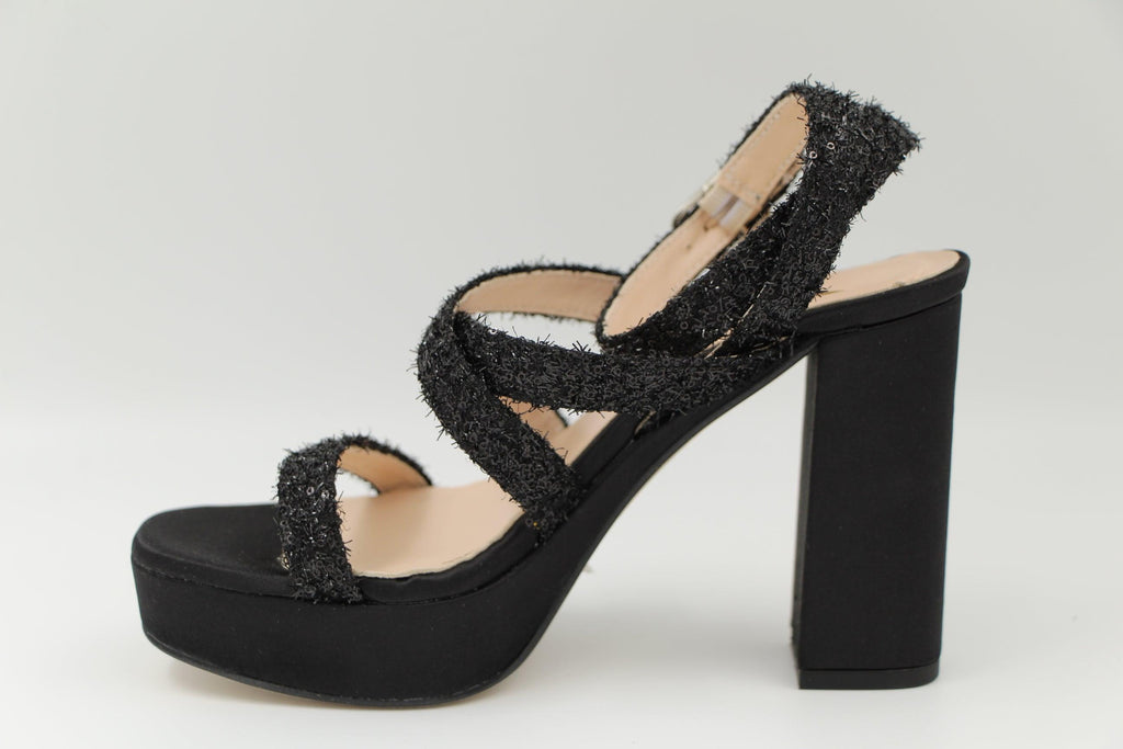 MARIAN Black Sparkly strappy Platform Sandal