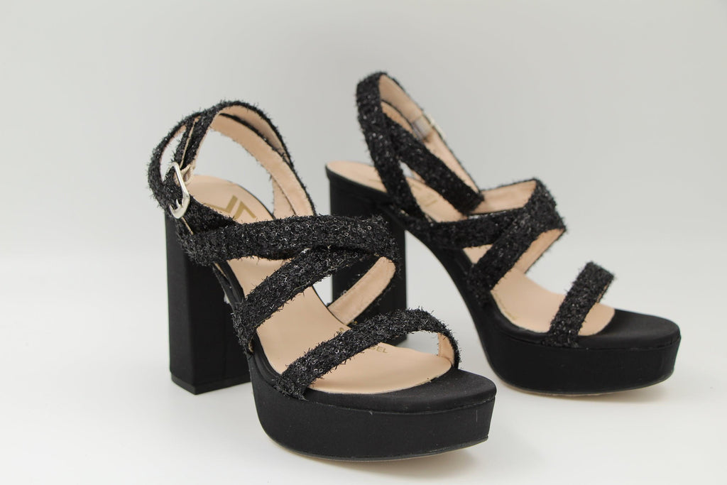 MARIAN Black Sparkly strappy Platform Sandal
