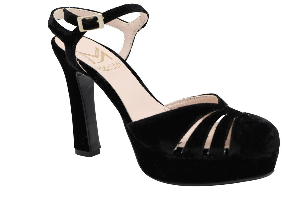 MARIAN Black Velvet Toe In Platform Sandal 33804 - Fabucci Shoes
