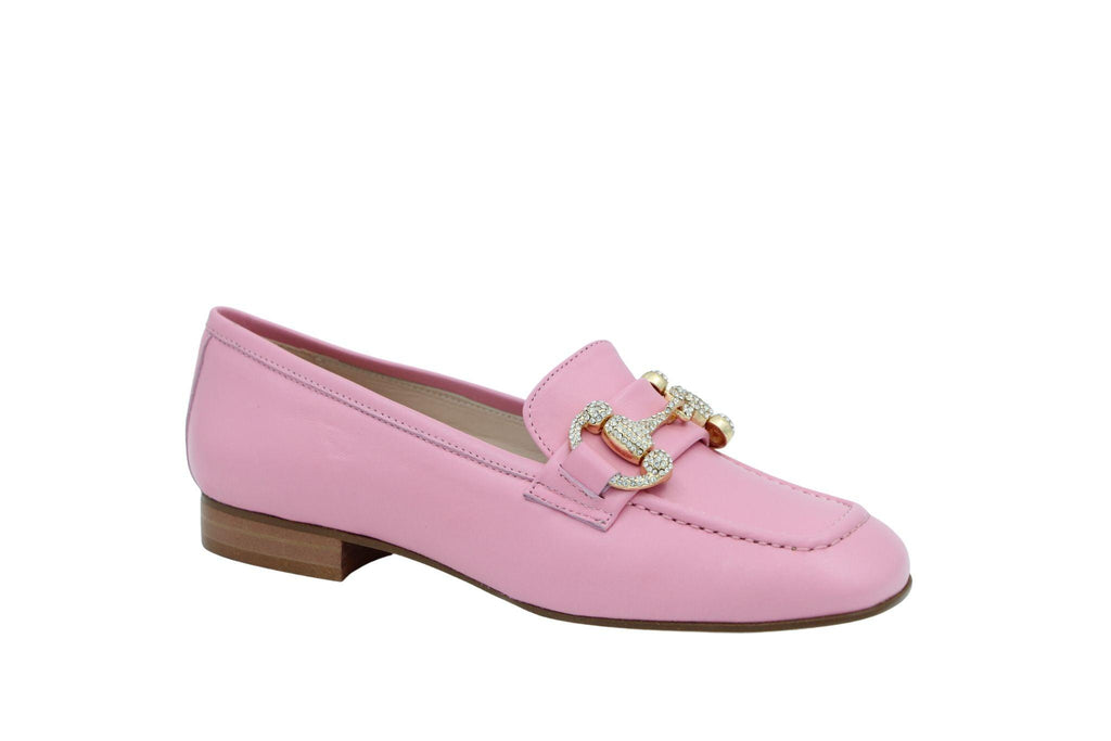 Marian Pink Leather Loafer with Embellished Buckle
