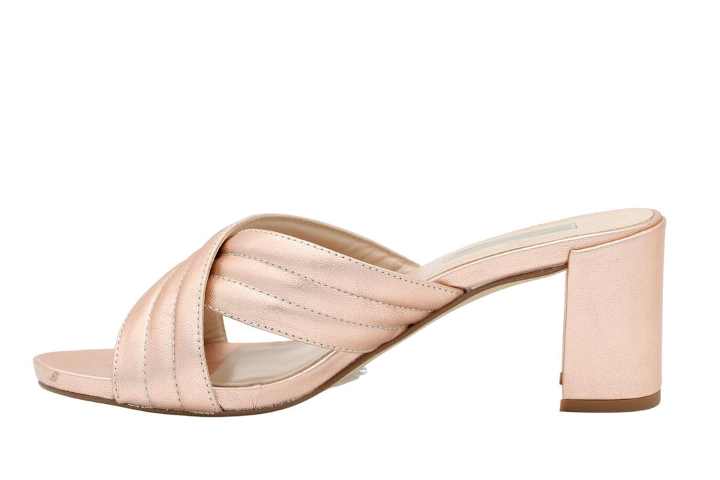 MARIAN -Rose -gold -leather - criss-cross- mule -sandal
