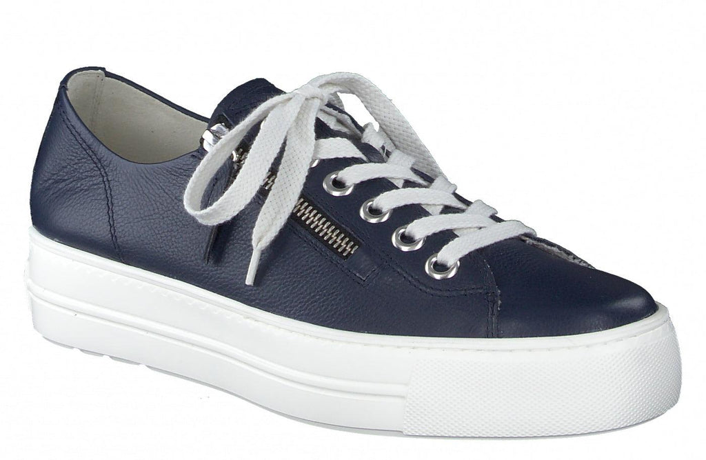 PAUL GREEN Navy leather chunky sole trainer 5006