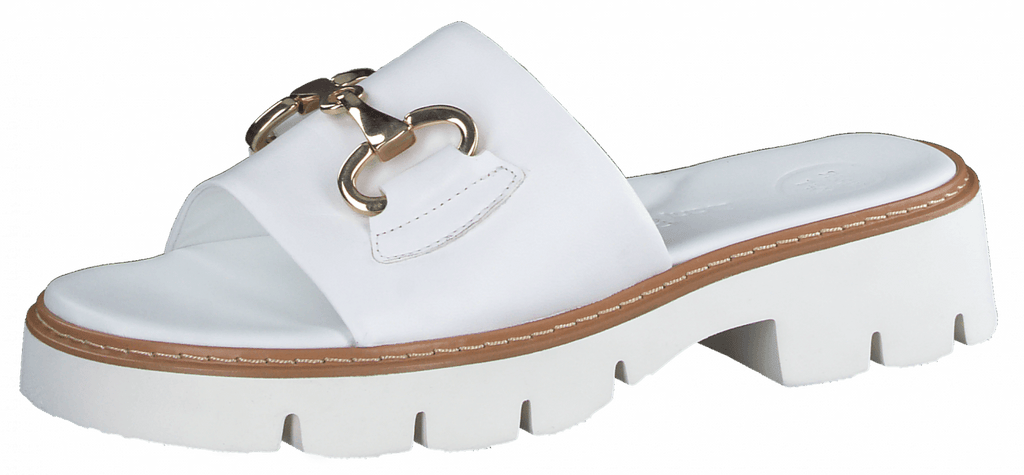 paul-green-white-leather-slider-mule- sandal