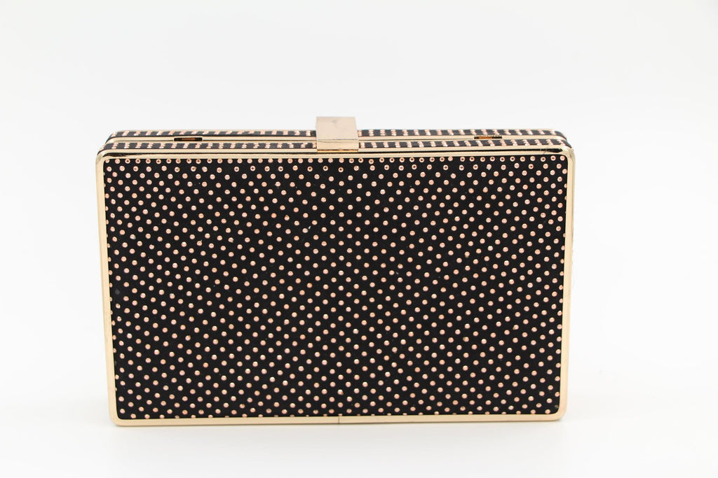 PEPE MOLL black suede with small rhinestones box clutch