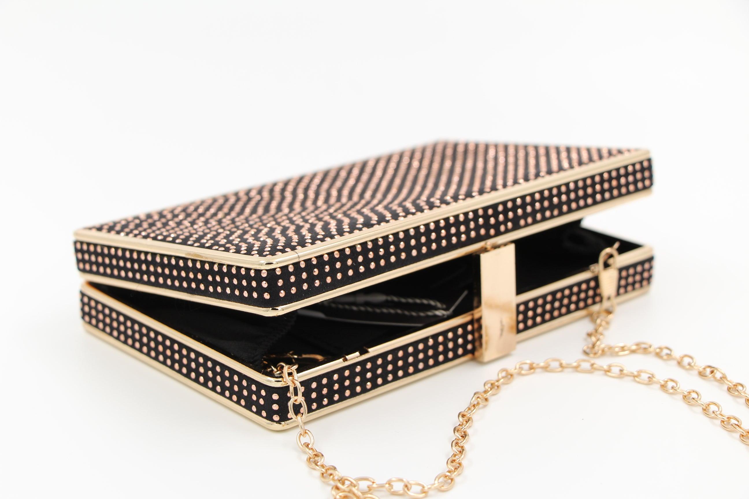 Buy PEPE MOLL black suede with small rhinestones box clutch online