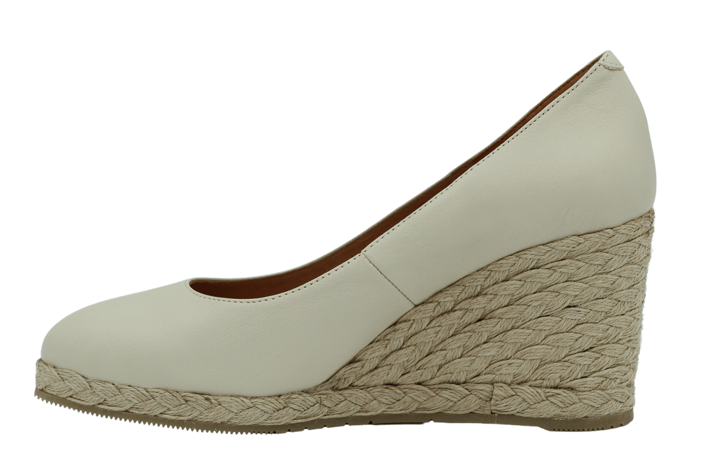 PINAZ Off white Leather Wedge Espadrille Shoe - Fabucci Shoes