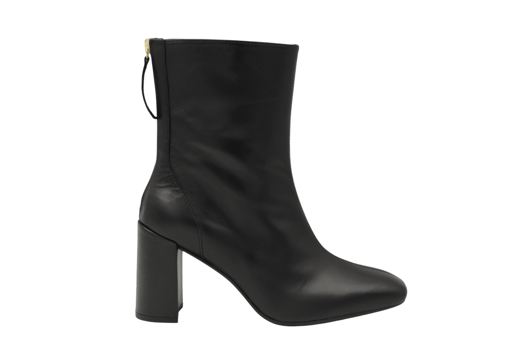 UNISA Black Leather Block Heel Ankle Boot UNITY