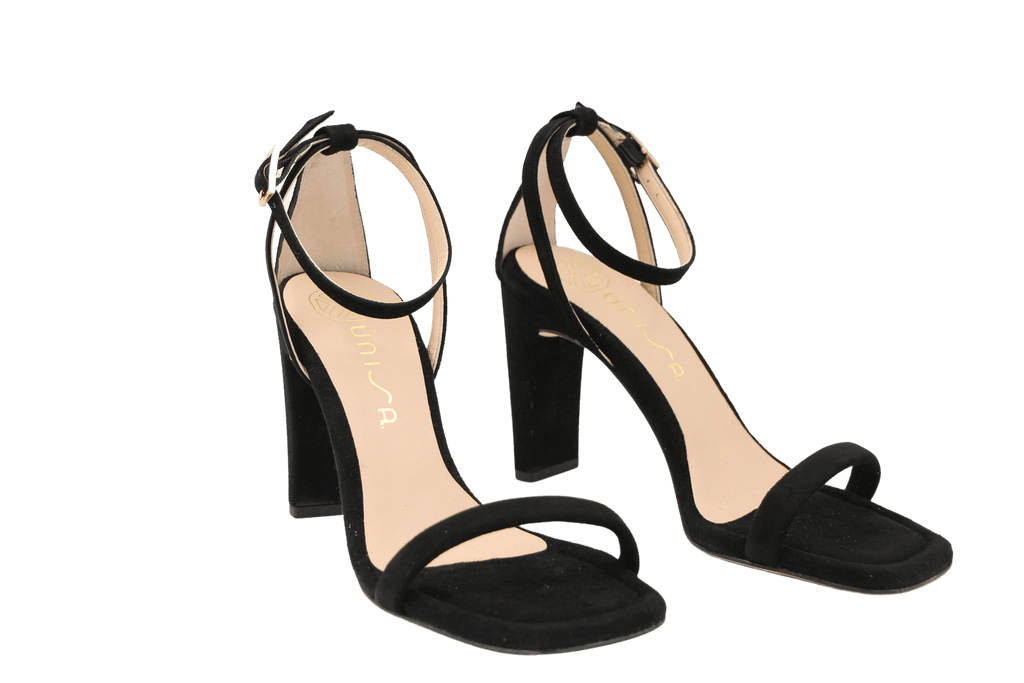 UNISA Black suede barely there sandal SABINA