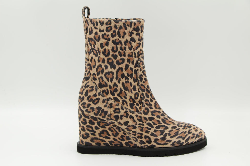UNISA Leopard Print Suede Wedge Ankle Boot UDAY
