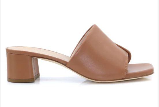 UNISA Tan Leather block heel slider/mule KOZAN