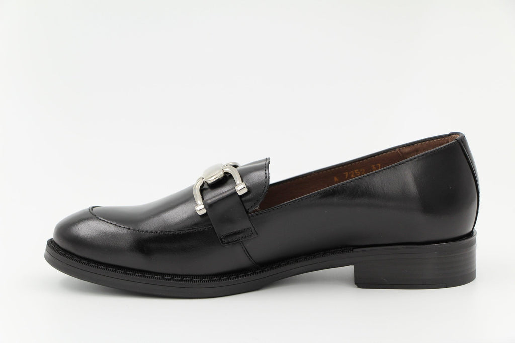 WONDERS Black leather loafer :A7252 