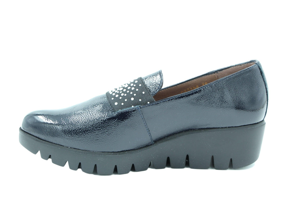 Wonders -Navy -Patent -Wedge -Loafer 
