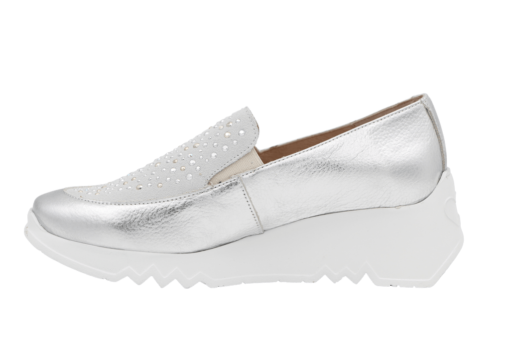 WONDERS -Silver -Wedge -Loafer- E-6722-