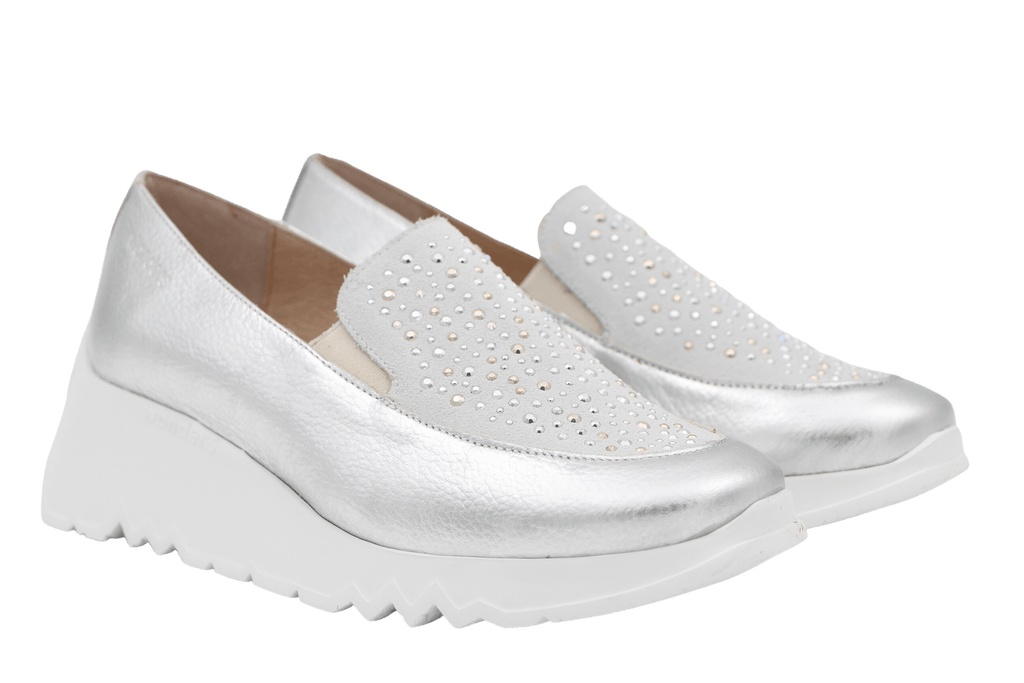 WONDERS -Silver -Wedge -Loafer- E-6722-
