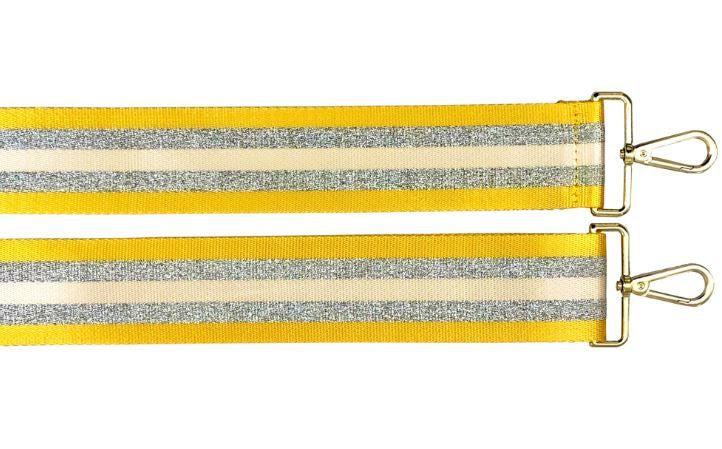 Fabucci Yellow, Silver Stripe Crossbody/Shoulder Strap
